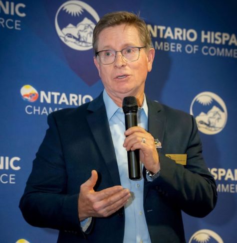 Seth Sherwood speaking at Ontario Hispanic Chamber of Commerce